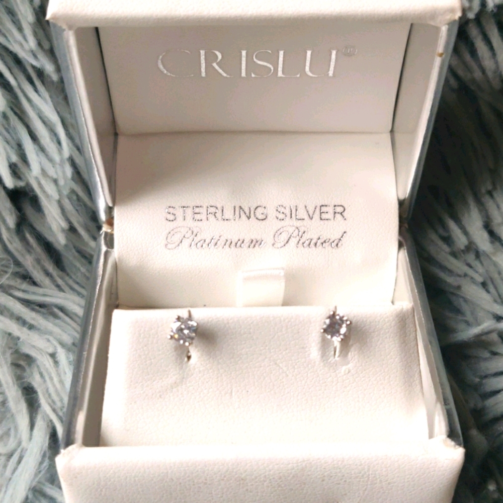 Sterling silver Platinum plated studs NIB